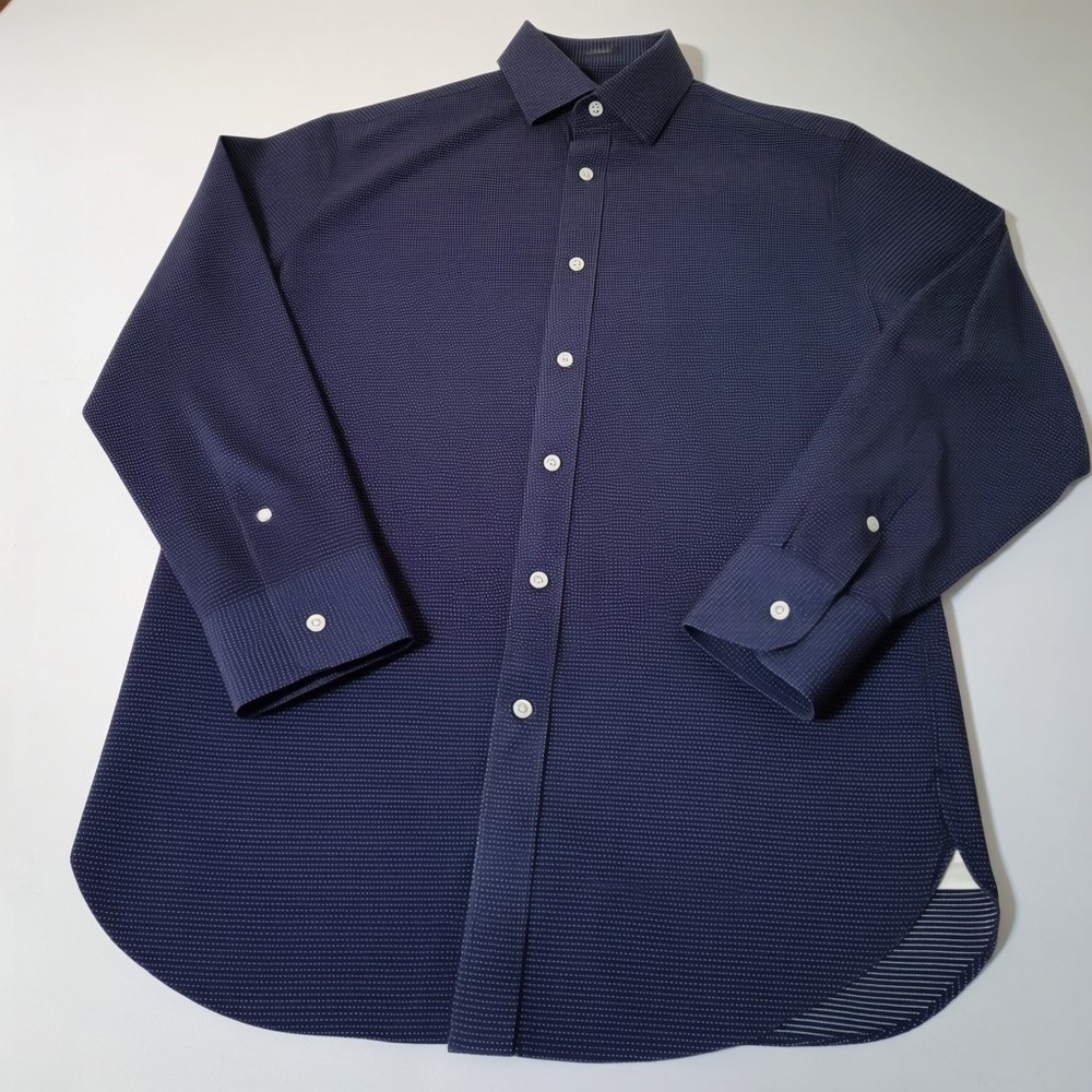 J.Crew Dress Shirt Men 15.5 32 Navy Blue‎ Ludlow Classic Fit Micro Dot Cotton